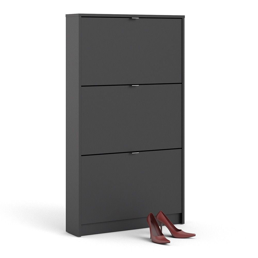 Matt Black Hall Wall Shoes Cabinet 3 Tilting Drop Down Doors 1 Layer