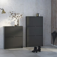 Thumbnail for Matt Black Hall Wall Shoes Cabinet 3 Tilting Drop Down Doors 1 Layer