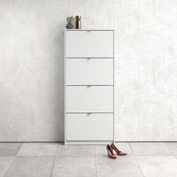 Thumbnail for Slim Narrow White 4 Tilting Door Shoe Storage Cabinet