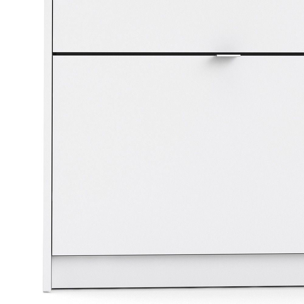 Slim Narrow White 4 Tilting Door Shoe Storage Cabinet