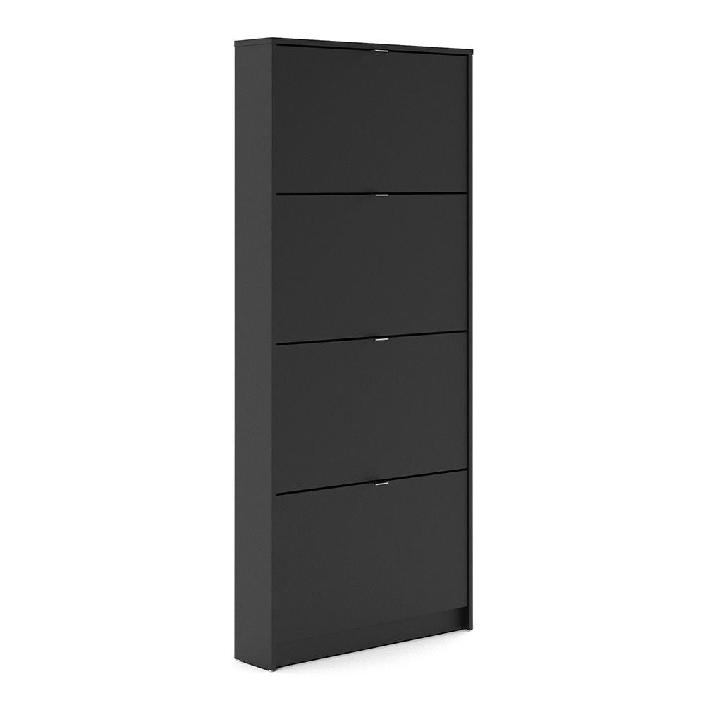 Matt Black Slim Shoe Storage Cabinet Cupboard