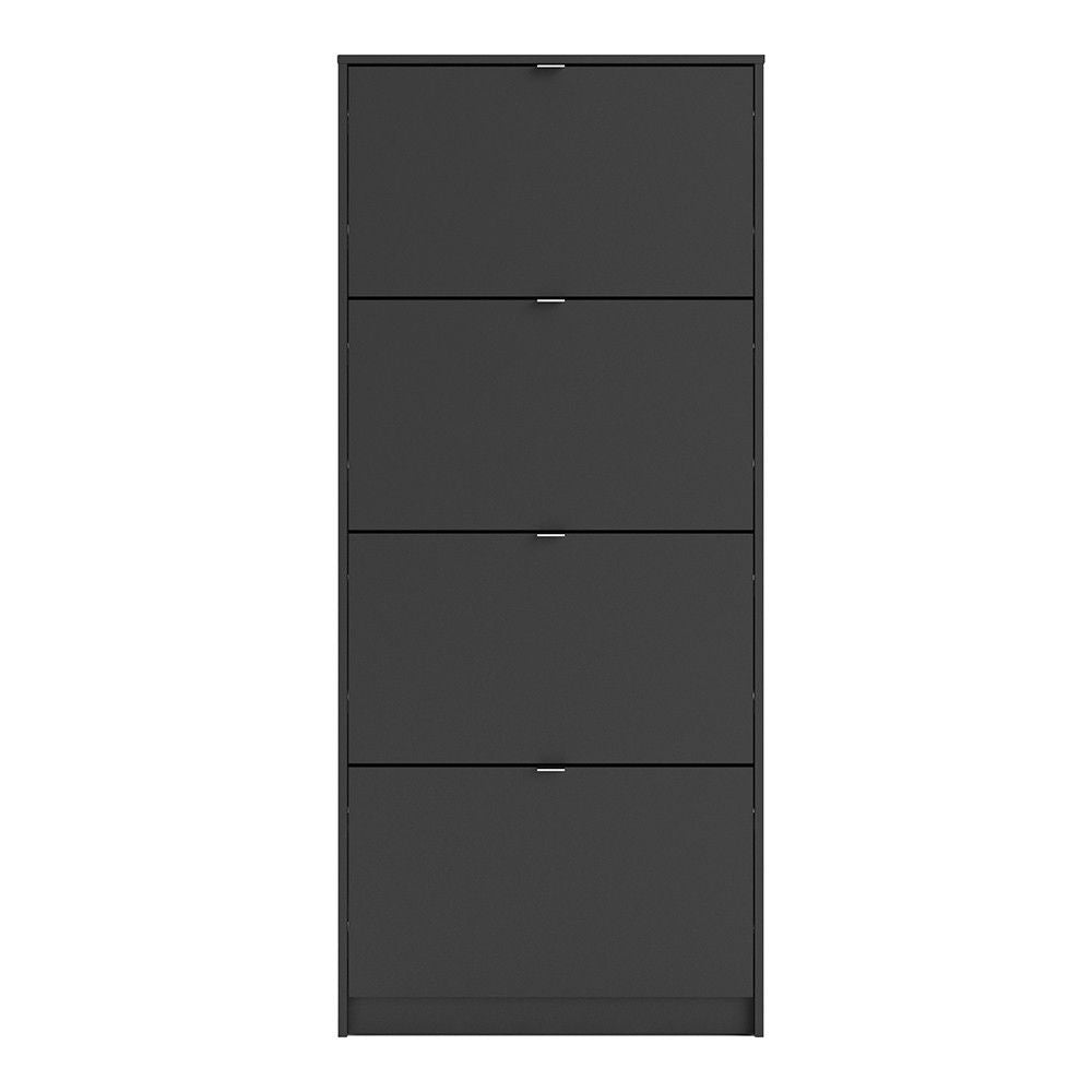 Matt Black Slim Shoe Storage Cabinet Cupboard