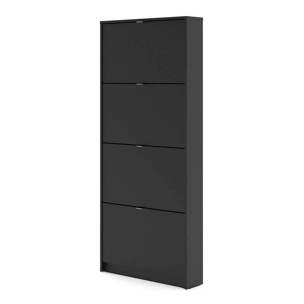 Matt Black Slim Shoe Storage Cabinet Cupboard