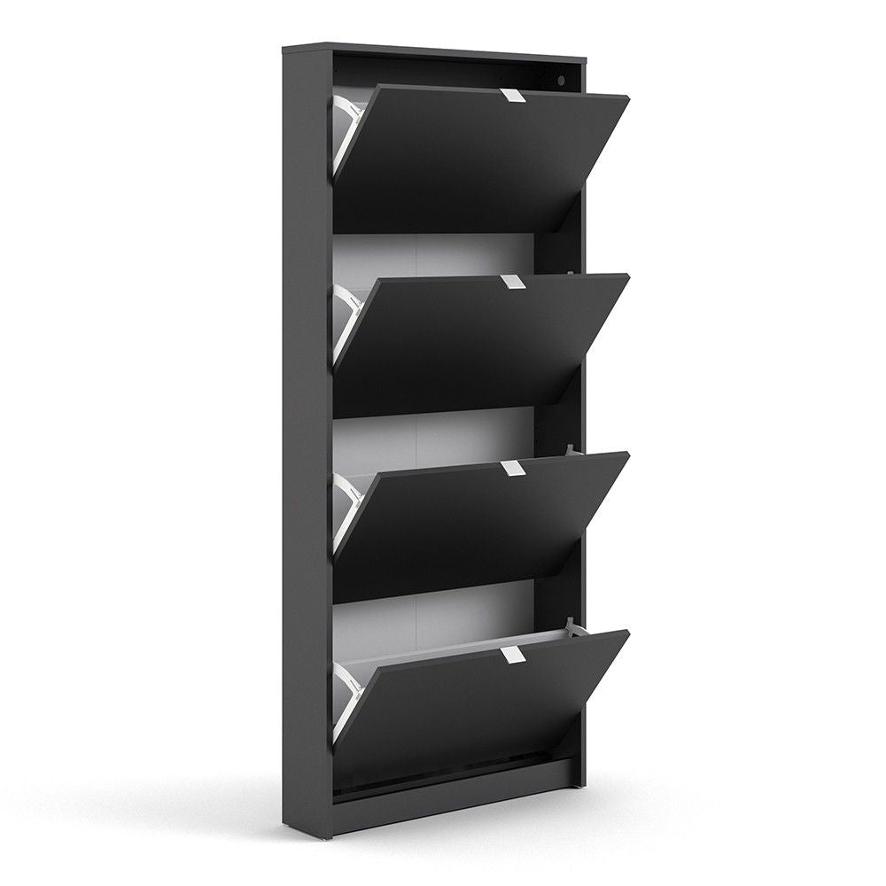 Matt Black Slim Shoe Storage Cabinet Cupboard