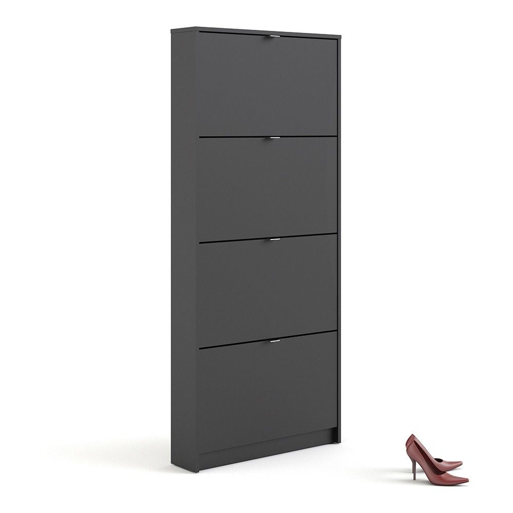 Matt Black Slim Shoe Storage Cabinet Cupboard