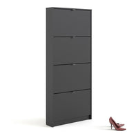 Thumbnail for Matt Black Slim Shoe Storage Cabinet Cupboard