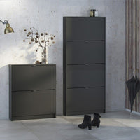 Thumbnail for Matt Black Slim Shoe Storage Cabinet Cupboard