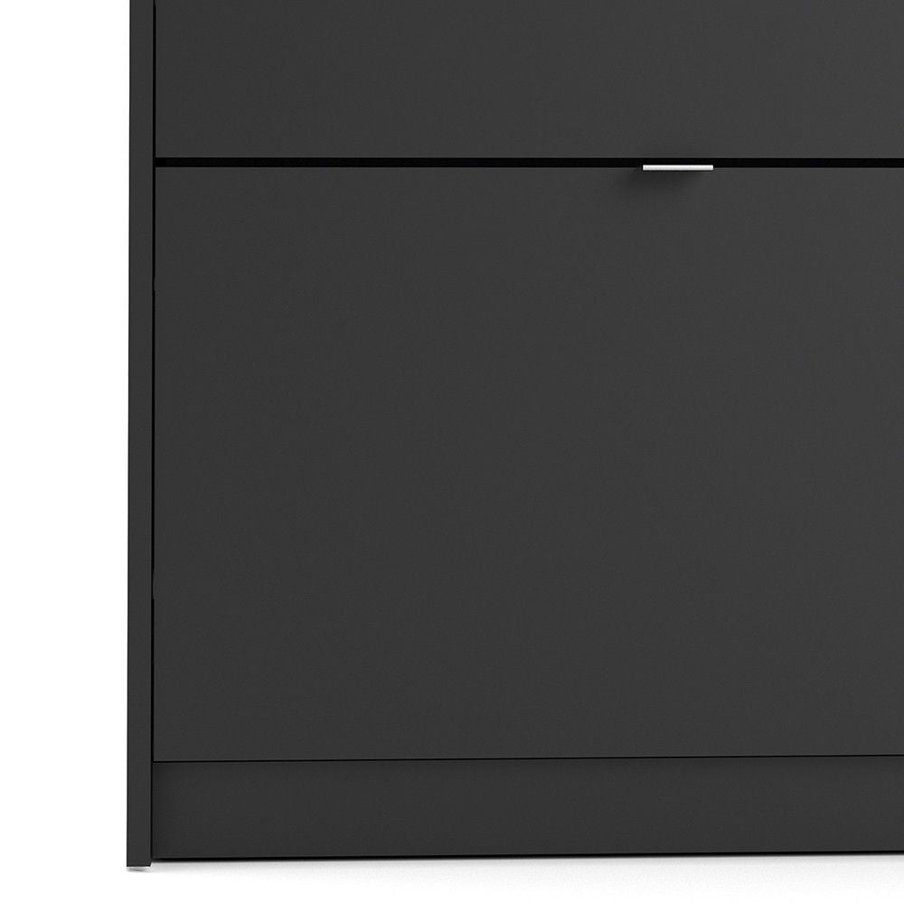 Matt Black Slim Shoe Storage Cabinet Cupboard