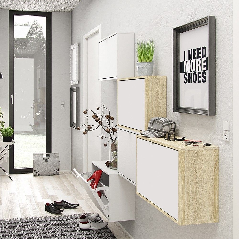 Shoes Shoe cabinet w. 1 tilting door and 2 layers