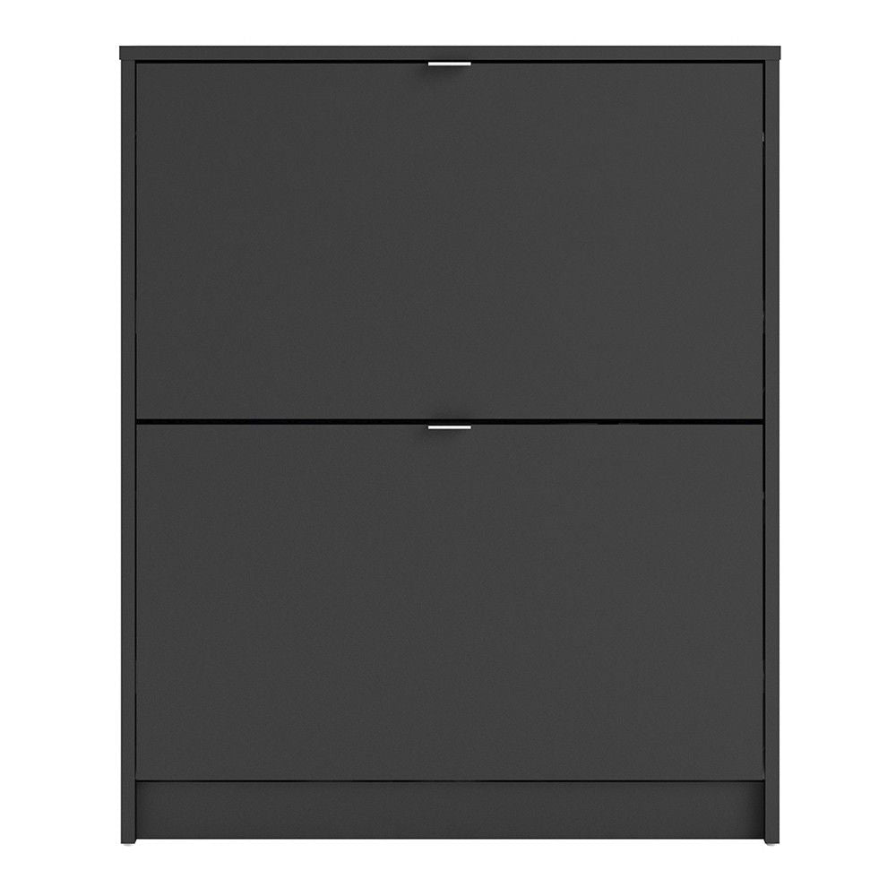 Matt Black Hall Wall Shoes Cabinet 2 Tilting Drop Down Doors 2 Layers