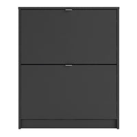 Thumbnail for Matt Black Hall Wall Shoes Cabinet 2 Tilting Drop Down Doors 2 Layers