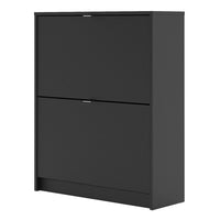 Thumbnail for Matt Black Hall Wall Shoes Cabinet 2 Tilting Drop Down Doors 2 Layers