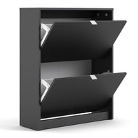 Thumbnail for Matt Black Hall Wall Shoes Cabinet 2 Tilting Drop Down Doors 2 Layers