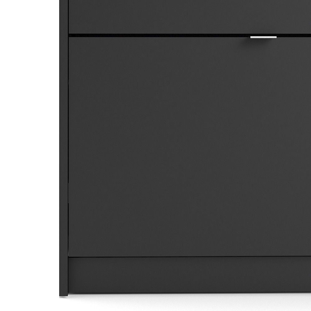 Matt Black Hall Wall Shoes Cabinet 2 Tilting Drop Down Doors 2 Layers