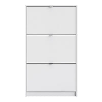 Thumbnail for White Hall Wall Shoes Cabinet 3 Tilting Drop Down Doors 2 Layers