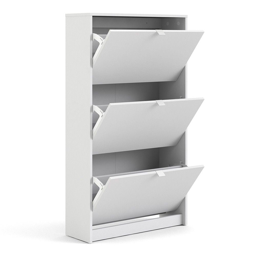 White Hall Wall Shoes Cabinet 3 Tilting Drop Down Doors 2 Layers