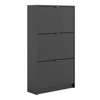 Thumbnail for Matt Black Shoe Storage Cabinet Cupboard With 3 Tilting Doors