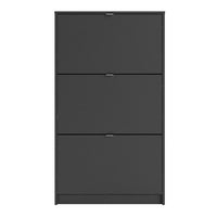 Thumbnail for Matt Black Shoe Storage Cabinet Cupboard With 3 Tilting Doors