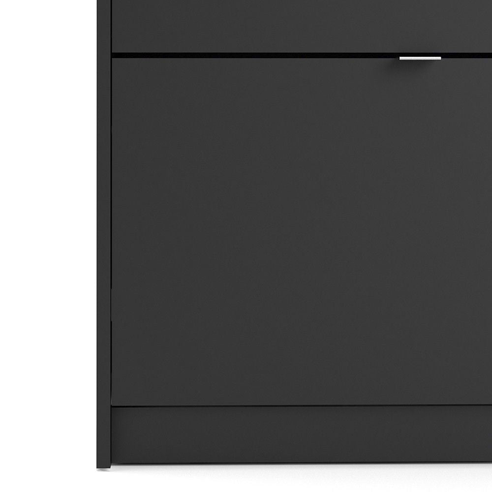 Matt Black Shoe Storage Cabinet Cupboard With 3 Tilting Doors