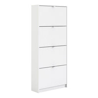 Thumbnail for White Hall Wall Shoes Cabinet 4 Tilting Drop Down Doors 2 Layers