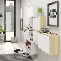 Thumbnail for White Hall Wall Shoes Cabinet 4 Tilting Drop Down Doors 2 Layers