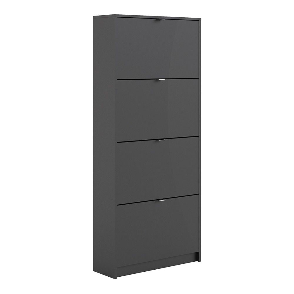 Matt Black Shoe Storage Cabinet Cupboard With 4 Tilting Doors