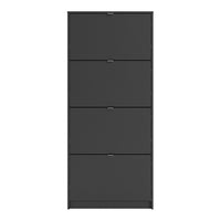 Thumbnail for Matt Black Shoe Storage Cabinet Cupboard With 4 Tilting Doors