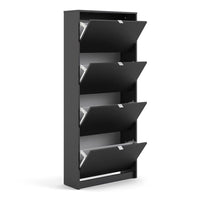 Thumbnail for Matt Black Shoe Storage Cabinet Cupboard With 4 Tilting Doors