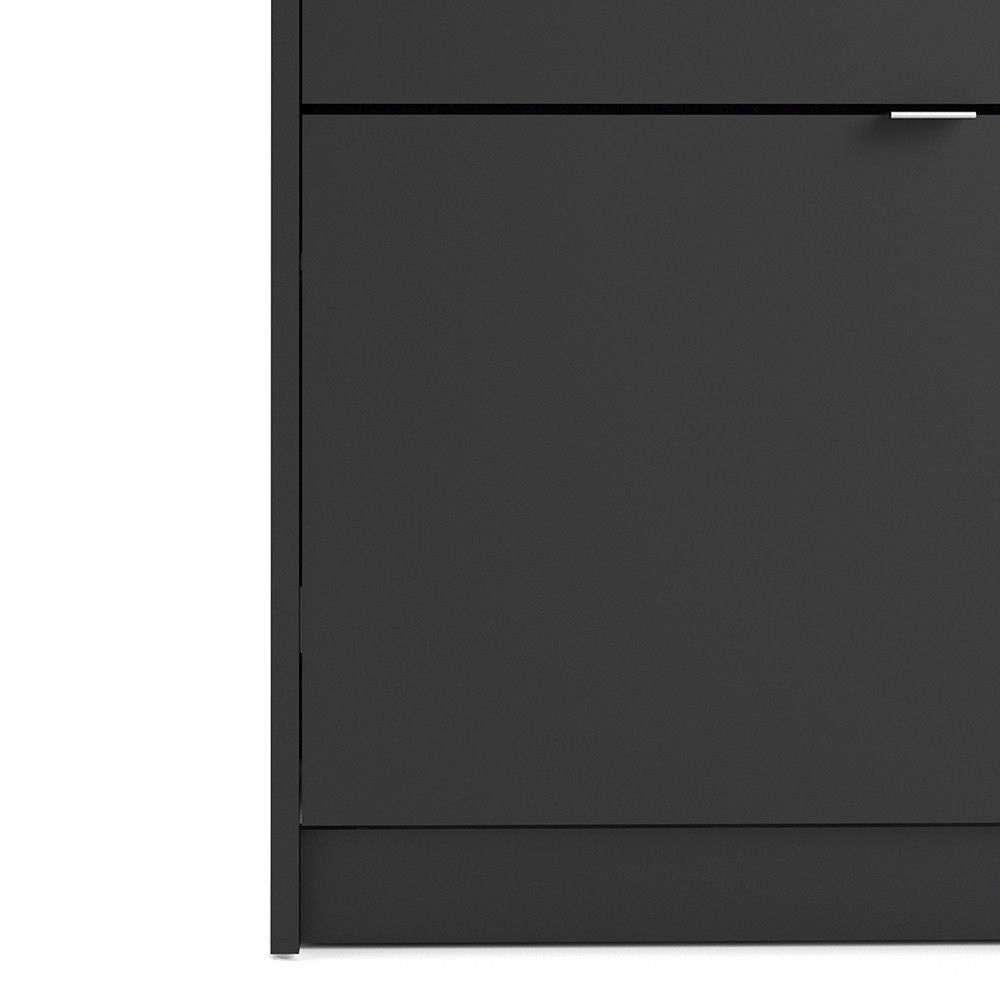 Matt Black Shoe Storage Cabinet Cupboard With 4 Tilting Doors