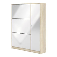 Thumbnail for Oak White High Gloss Shoe Cabinet 3 Tilting Doors 2 Layers 1 Door