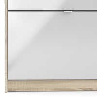 Thumbnail for Oak White High Gloss Shoe Cabinet 3 Tilting Doors 2 Layers 1 Door