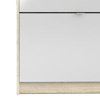 Thumbnail for Oak Trimmed Shoe Cabinet With 4 Tilting White High Gloss Doors and 1 Mirror Door