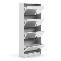 Thumbnail for White Shoes Cabinet 4 Mirrored Glass Tilting Drop Down Doors 162cm Tall 2 Layers