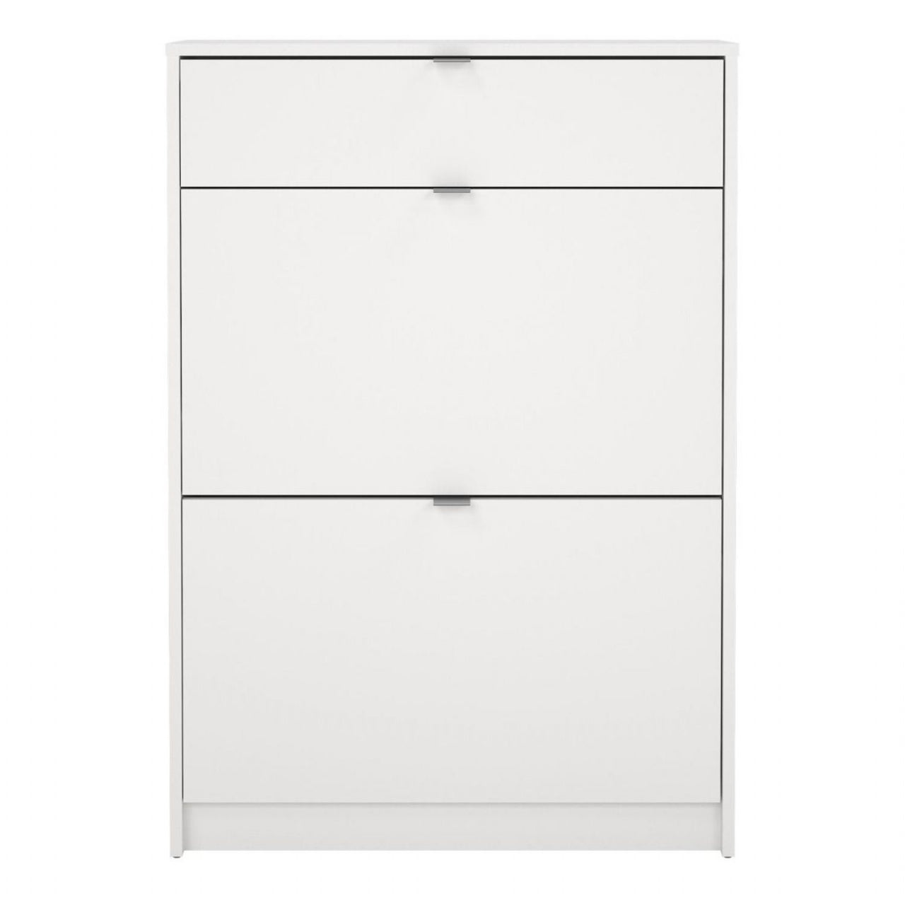 Shoes Shoe Cabinet 2 Flip Down Doors + 1 Drawer in White