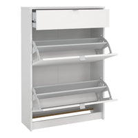 Thumbnail for Shoes Shoe Cabinet 2 Flip Down Doors + 1 Drawer in White