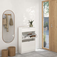 Thumbnail for Shoes Shoe Cabinet 2 Flip Down Doors + 1 Drawer in White