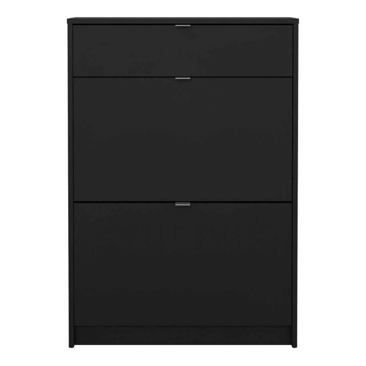 Shoes Shoe Cabinet 2 Flip Down Doors + 1 Drawer in Matt Black