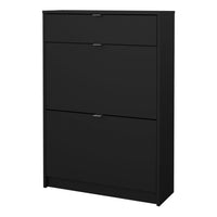 Thumbnail for Shoes Shoe Cabinet 2 Flip Down Doors + 1 Drawer in Matt Black