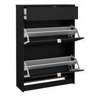 Thumbnail for Shoes Shoe Cabinet 2 Flip Down Doors + 1 Drawer in Matt Black