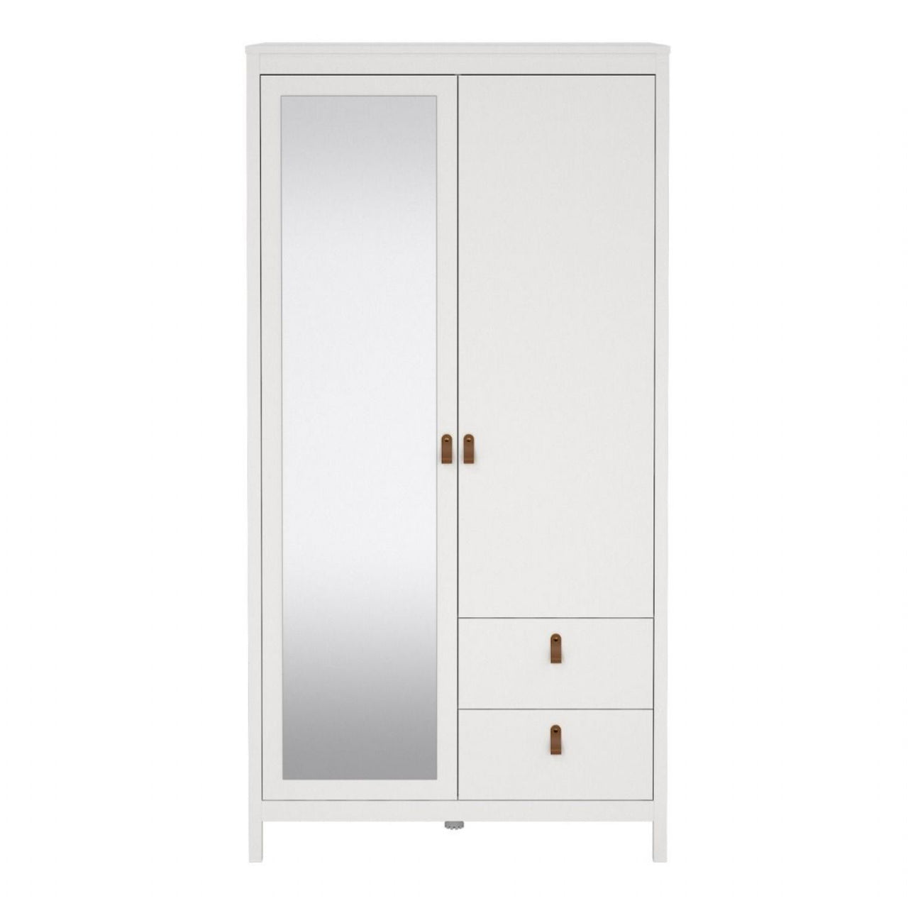 Barcelona Wardrobe with 1 door 1 mirror door + 2 drawers White