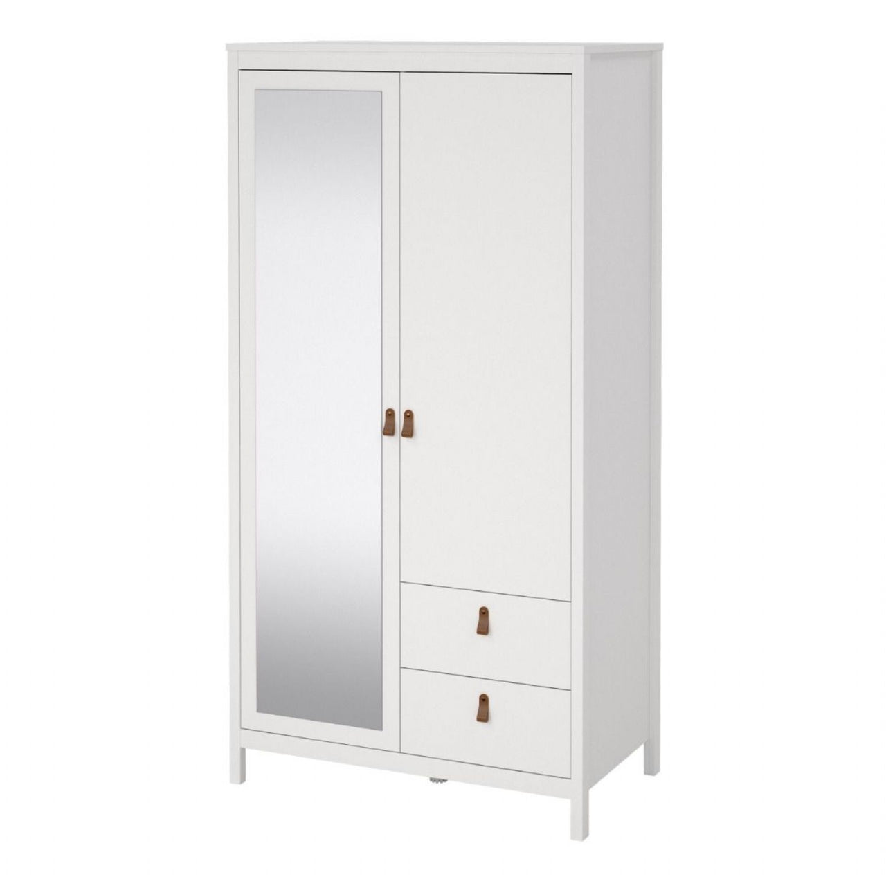 Barcelona Wardrobe with 1 door 1 mirror door + 2 drawers White