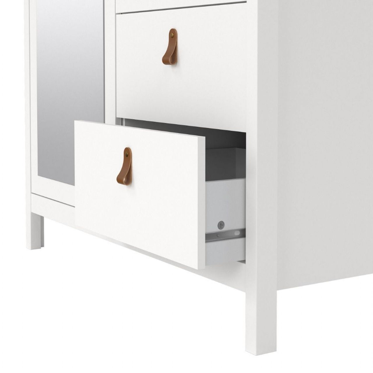 Barcelona Wardrobe with 1 door 1 mirror door + 2 drawers White