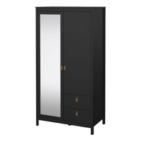 Thumbnail for Barcelona Wardrobe with 1 door 1 Mirror Door + 2 Drawers Matt Black