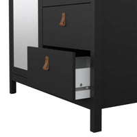 Thumbnail for Barcelona Wardrobe with 1 door 1 Mirror Door + 2 Drawers Matt Black