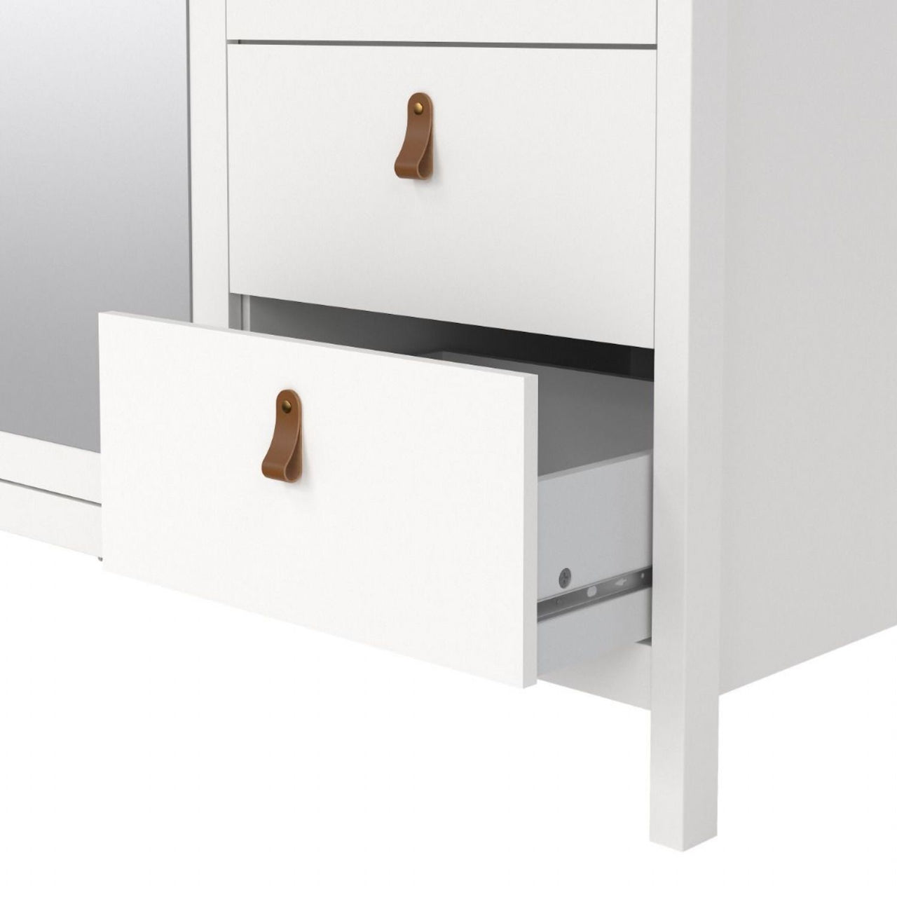 Barcelona Wardrobe with 2 doors 1 mirror door + 2 drawers White