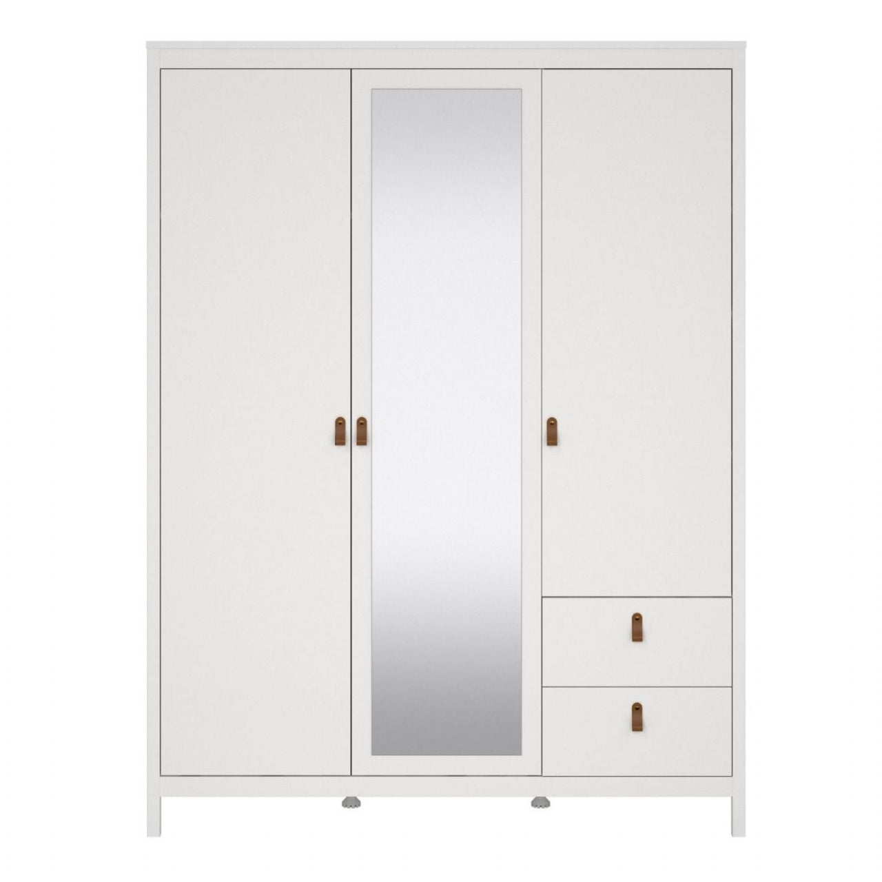 Barcelona Wardrobe with 2 doors 1 mirror door + 2 drawers White