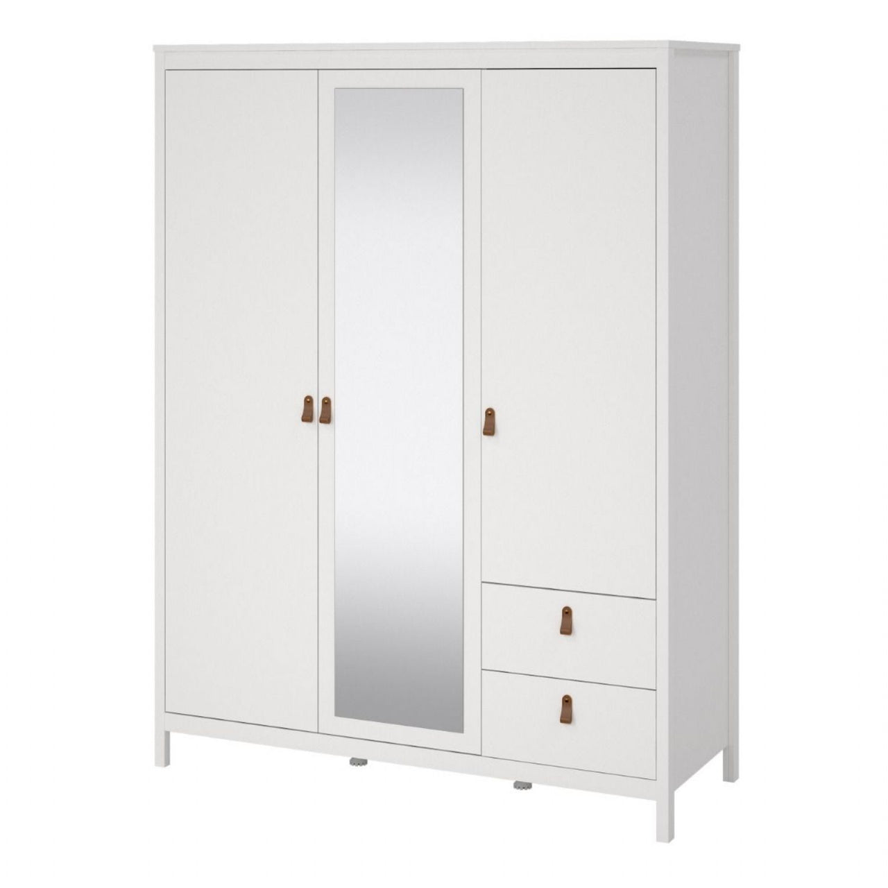 Barcelona Wardrobe with 2 doors 1 mirror door + 2 drawers White