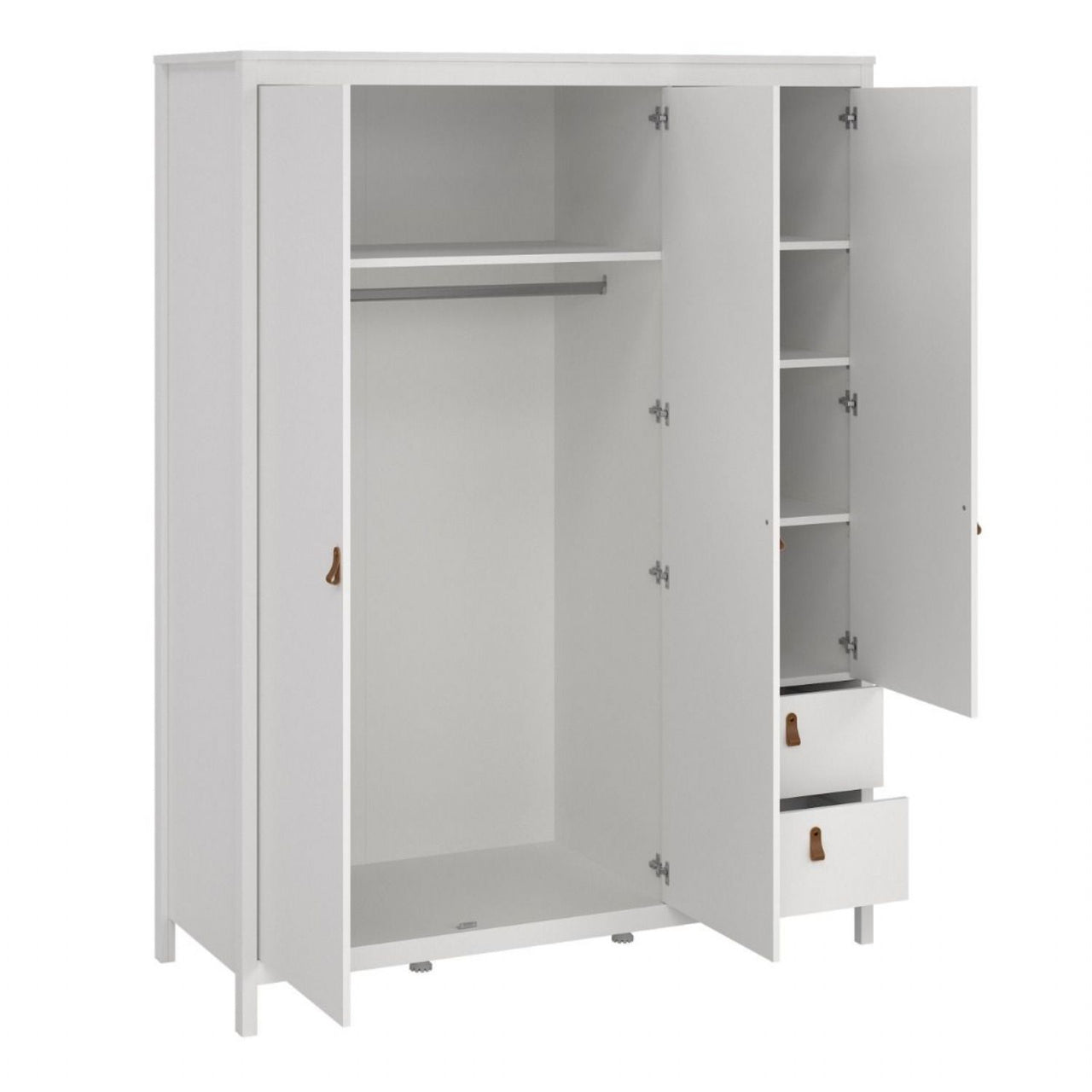 Barcelona Wardrobe with 2 doors 1 mirror door + 2 drawers White