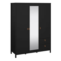 Thumbnail for Barcelona Wardrobe with 2 doors 1 mirror door + 2 drawers Matt Black