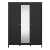 Thumbnail for Barcelona Wardrobe with 2 doors 1 mirror door + 2 drawers Matt Black